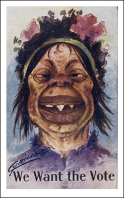 Anti_suffragettes_postcard_(c._1909)_face_of_an_ugly_dimwitted_woman_with_sharp_teeth
